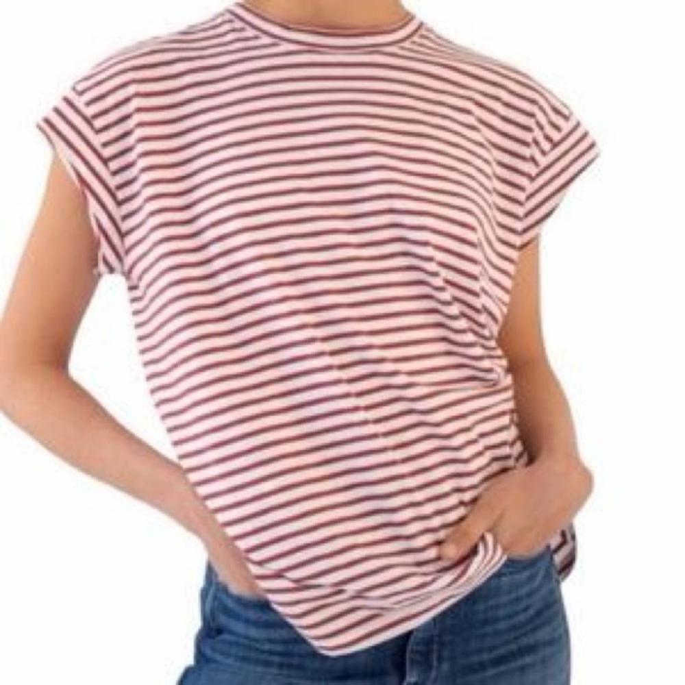 AYR Red and White Striped Short Sleeve Tee